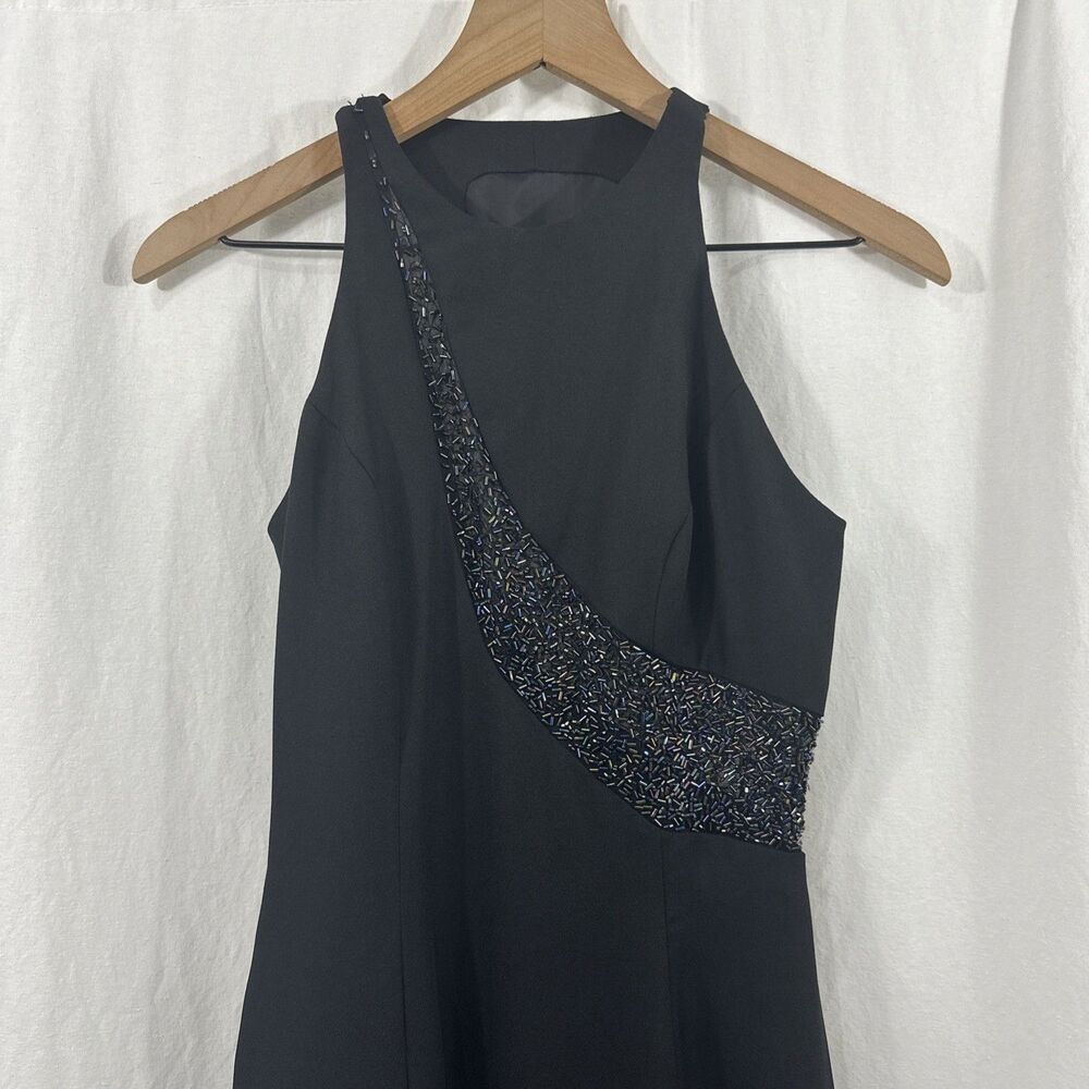 Je Matadi By Sean Mehta Black Embellished Formal Maxi Dress Sheer Womens Size 4